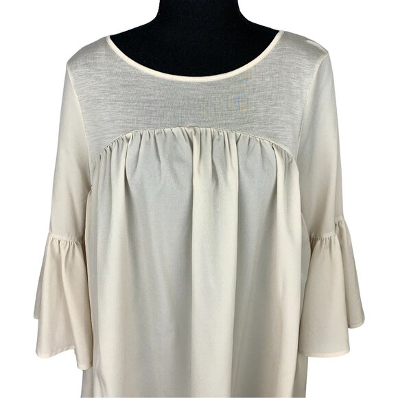 Beige Peasant Top with Poet Sleeves - Picture 2 of 9